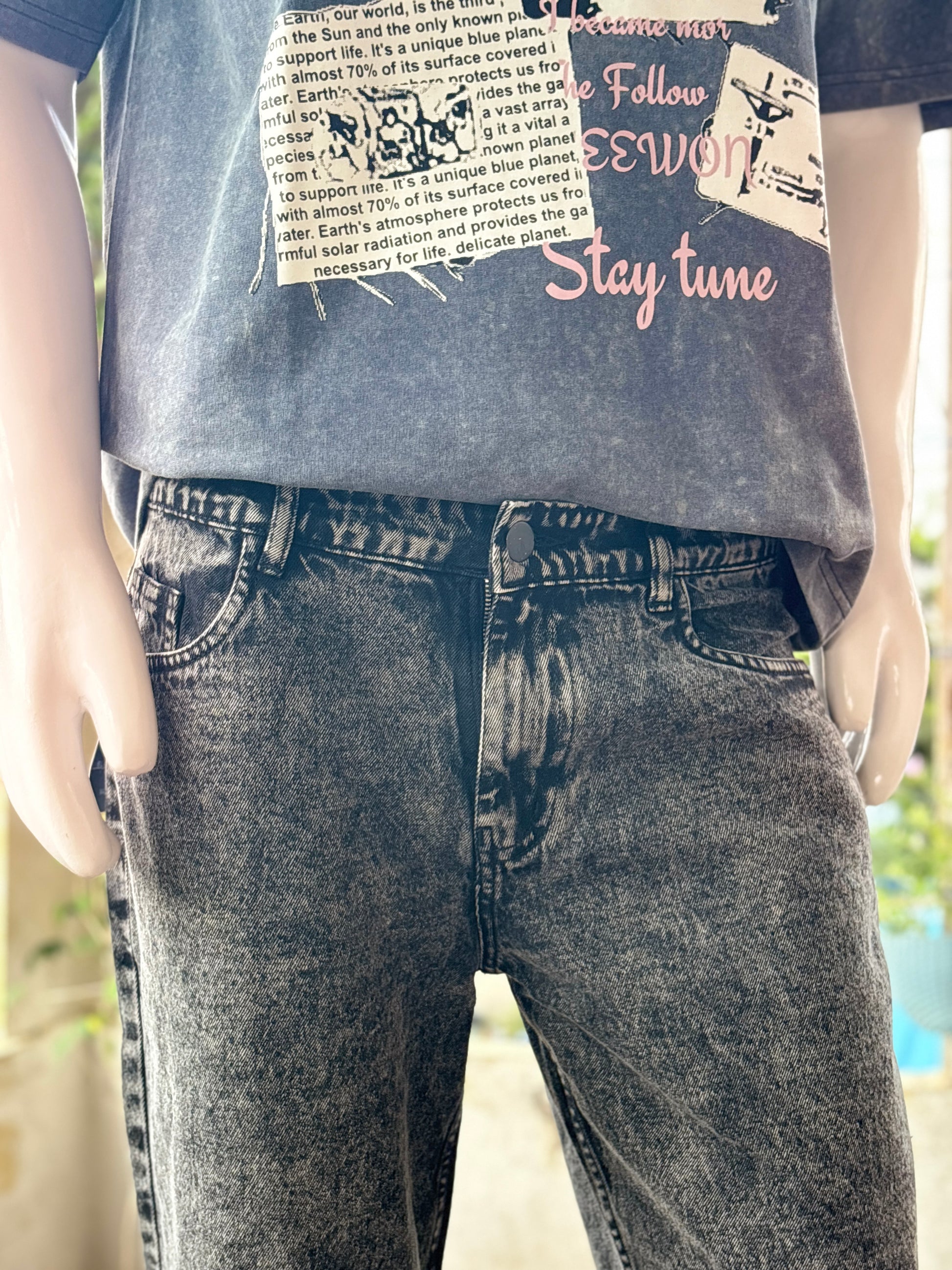 Black Shaded Mom Fit Jeans