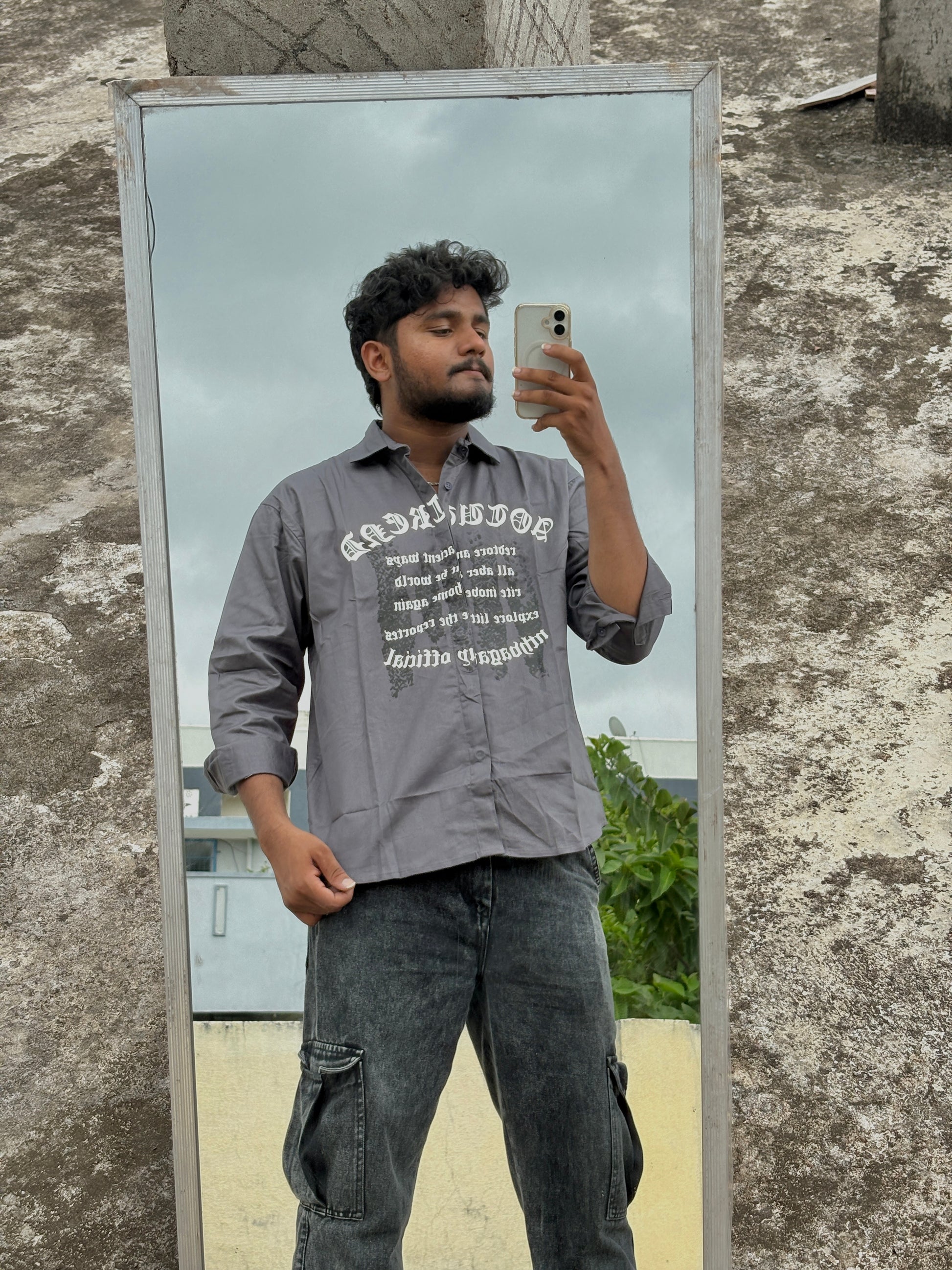 Grey Graphic Printed Shirt
