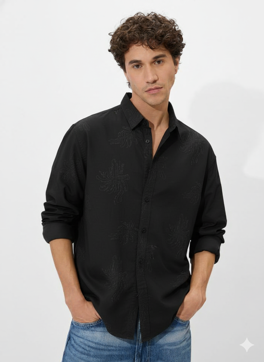 Black Wavy Line Shirt