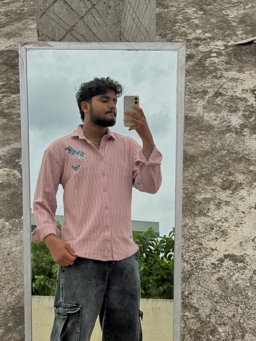 Butterfly Printed Pink Shirt