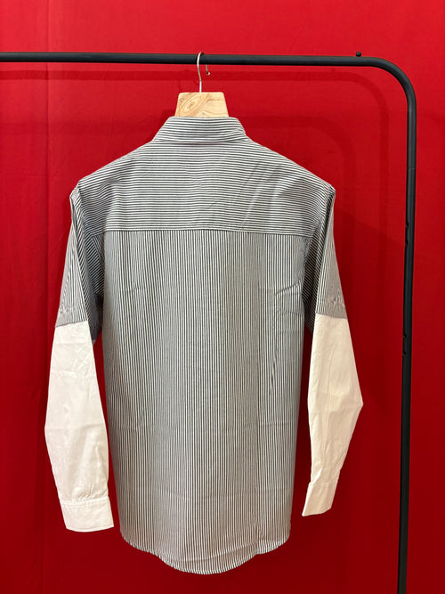 Black Stripped Doctor Sleeve Shirt