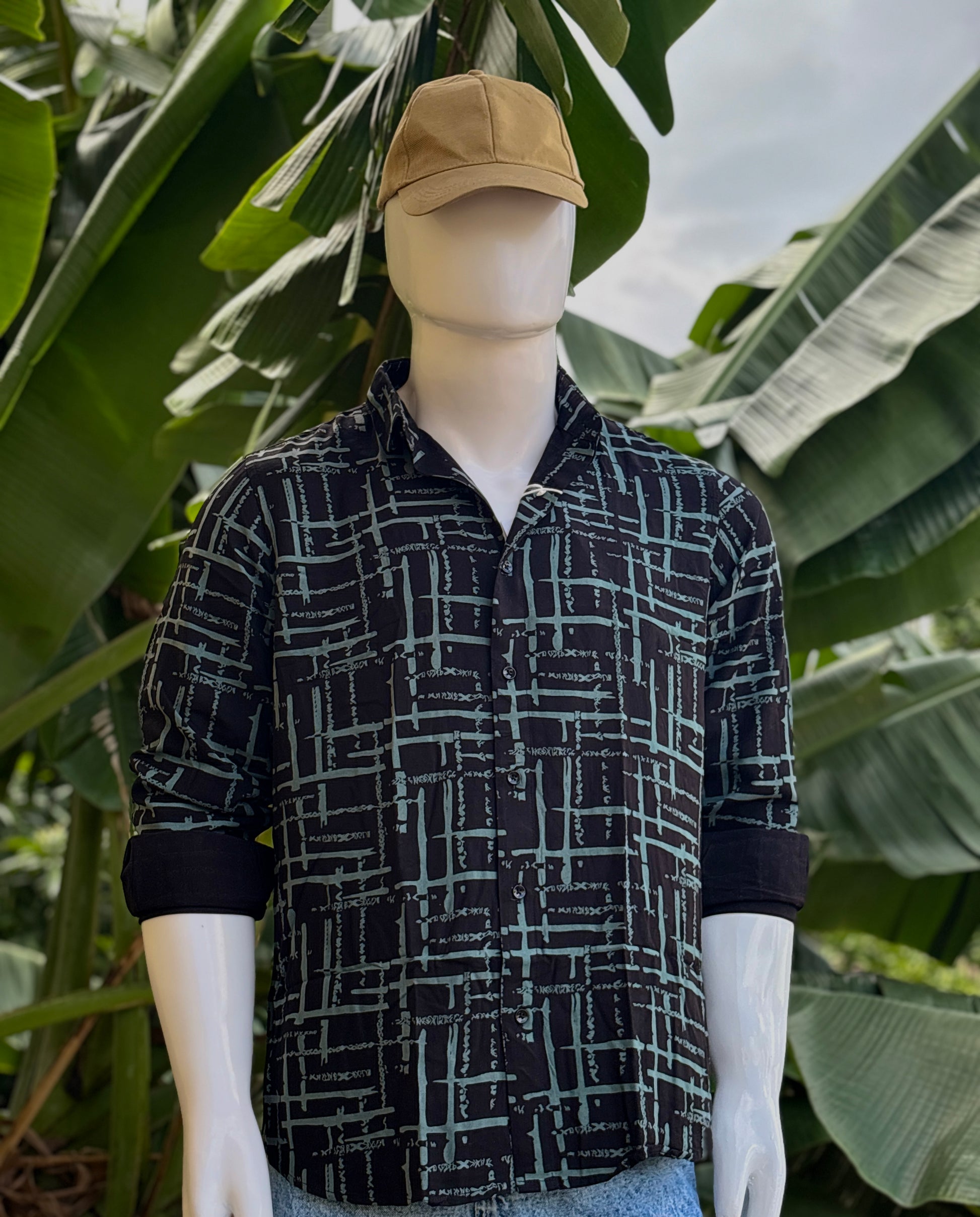 Green Striped Printed Shirt