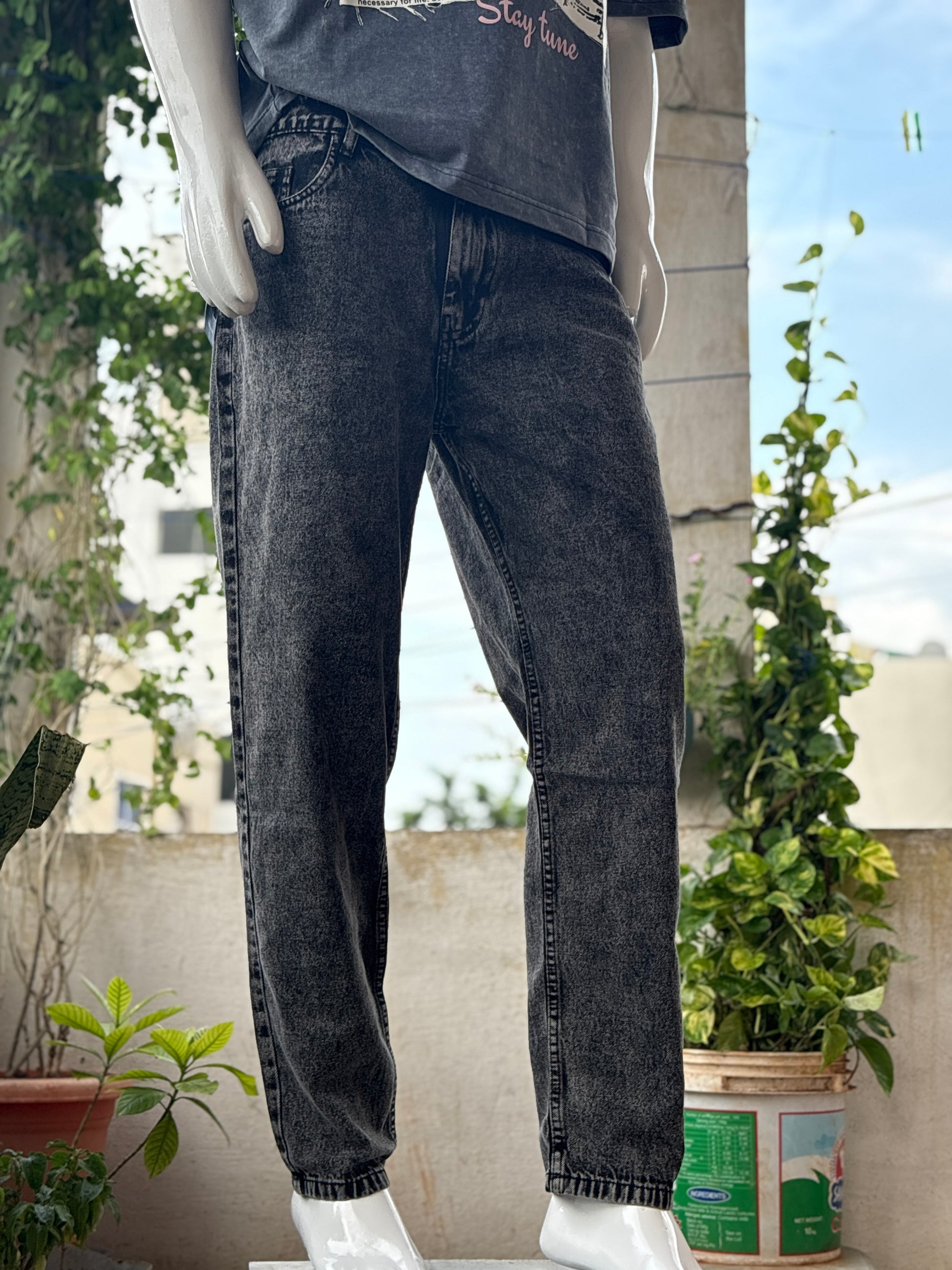Black Shaded Mom Fit Jeans