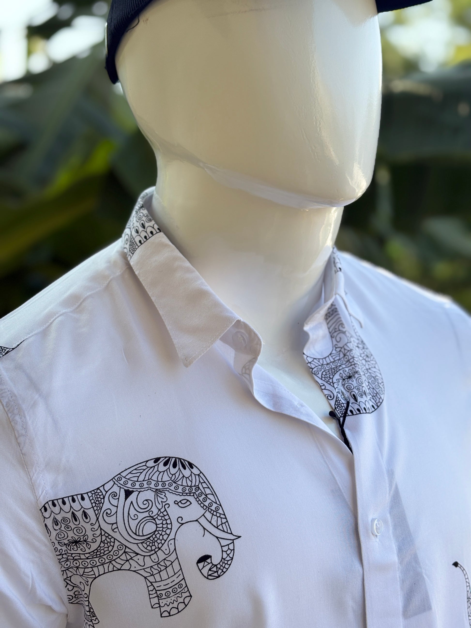 White Printed Elephant Shirt