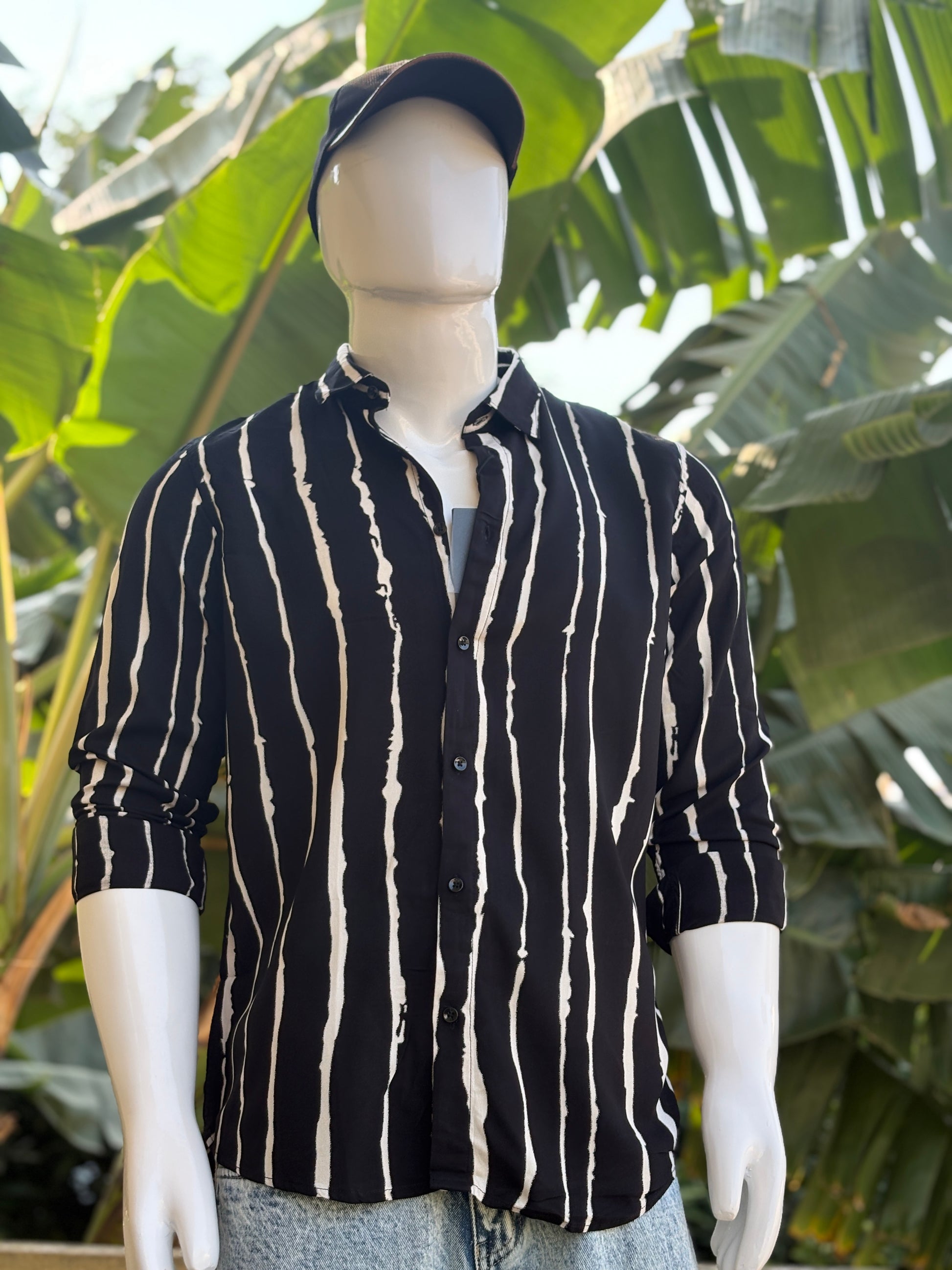 Black Vertical Stripe Shirt