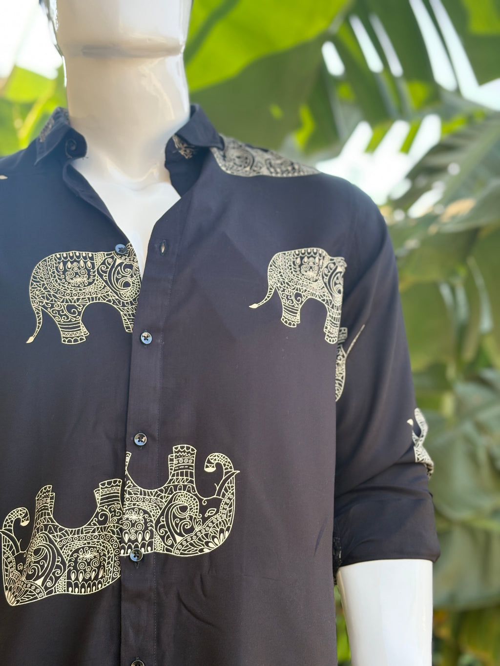 Black Elephant Print Shirt