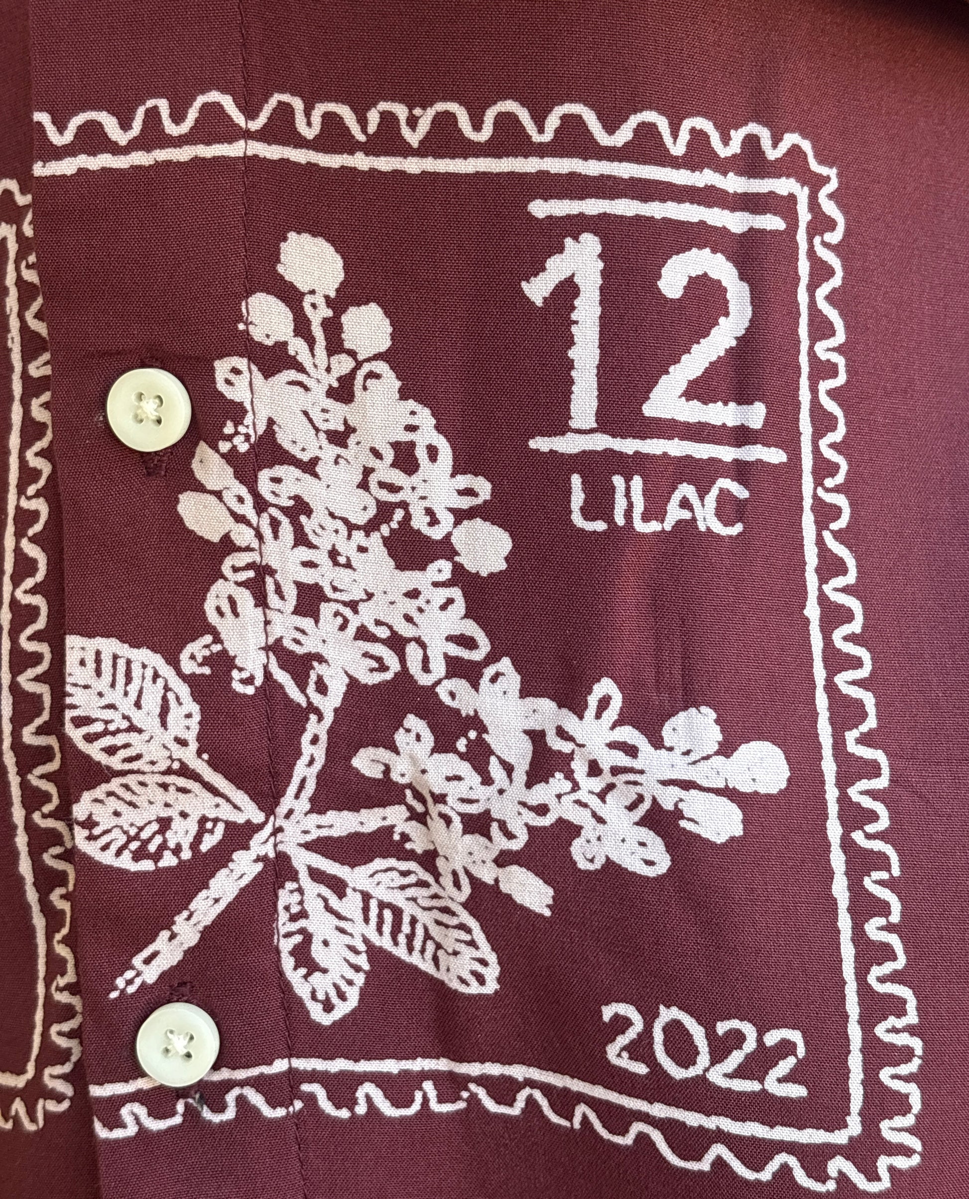 Maroon Botanical Stamp Shirt