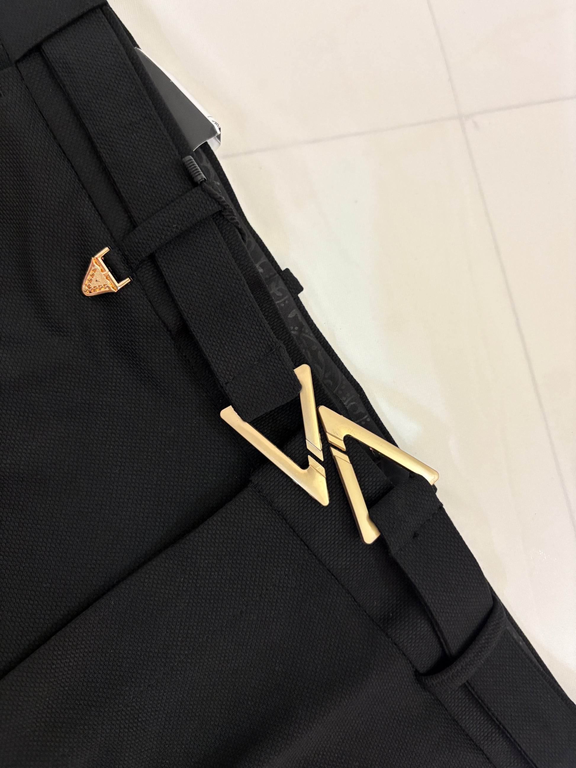 Slim Fit Black Formal Trouser with Designer belt