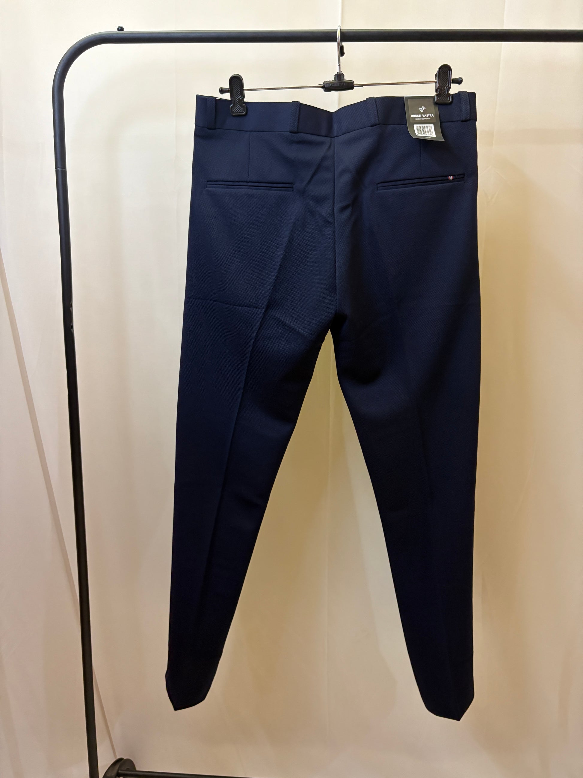 Slim Fit Navi Blue Formal Trouser with Designer belt