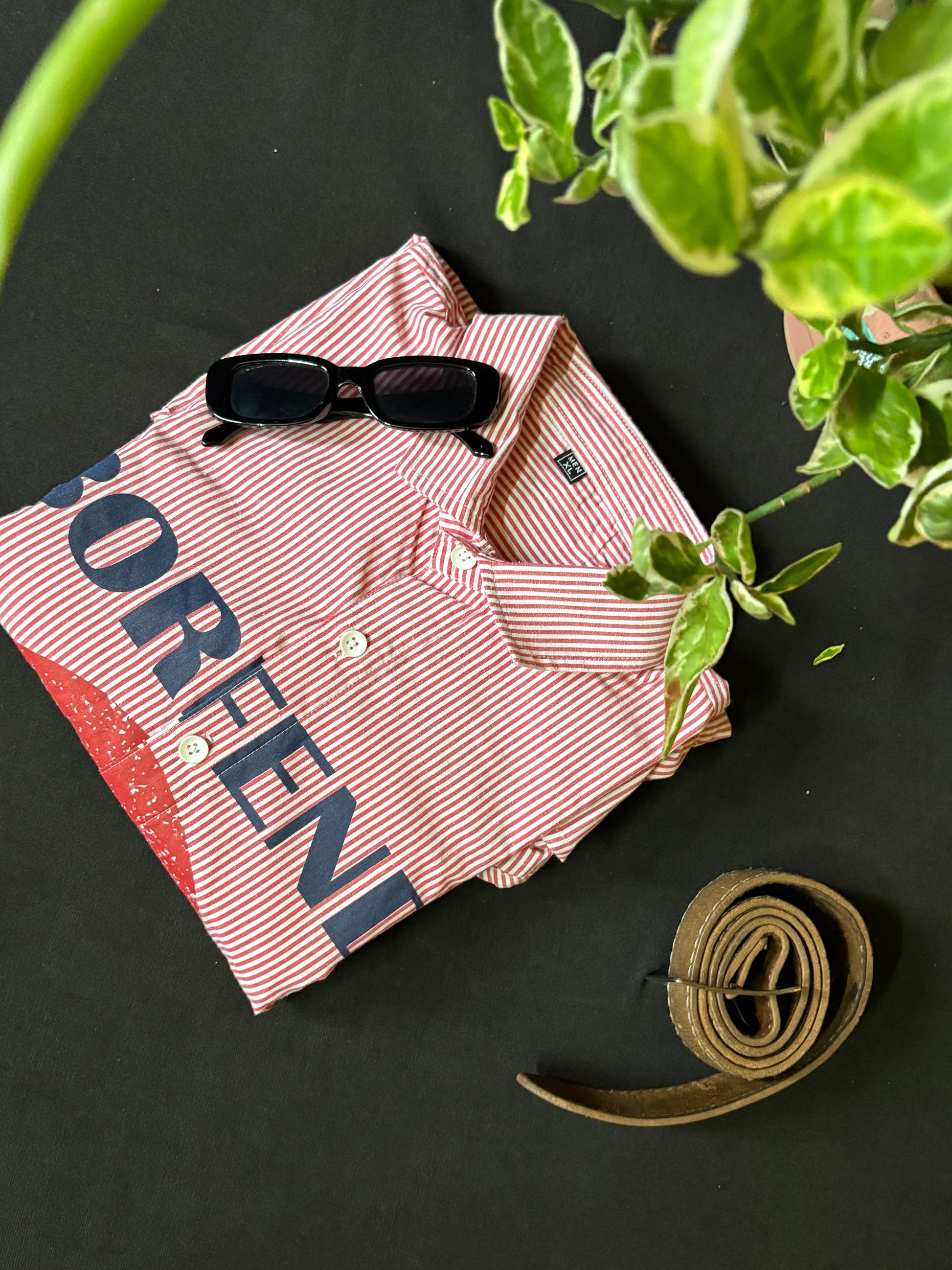 Red Stripped Doctor Sleeve Shirt