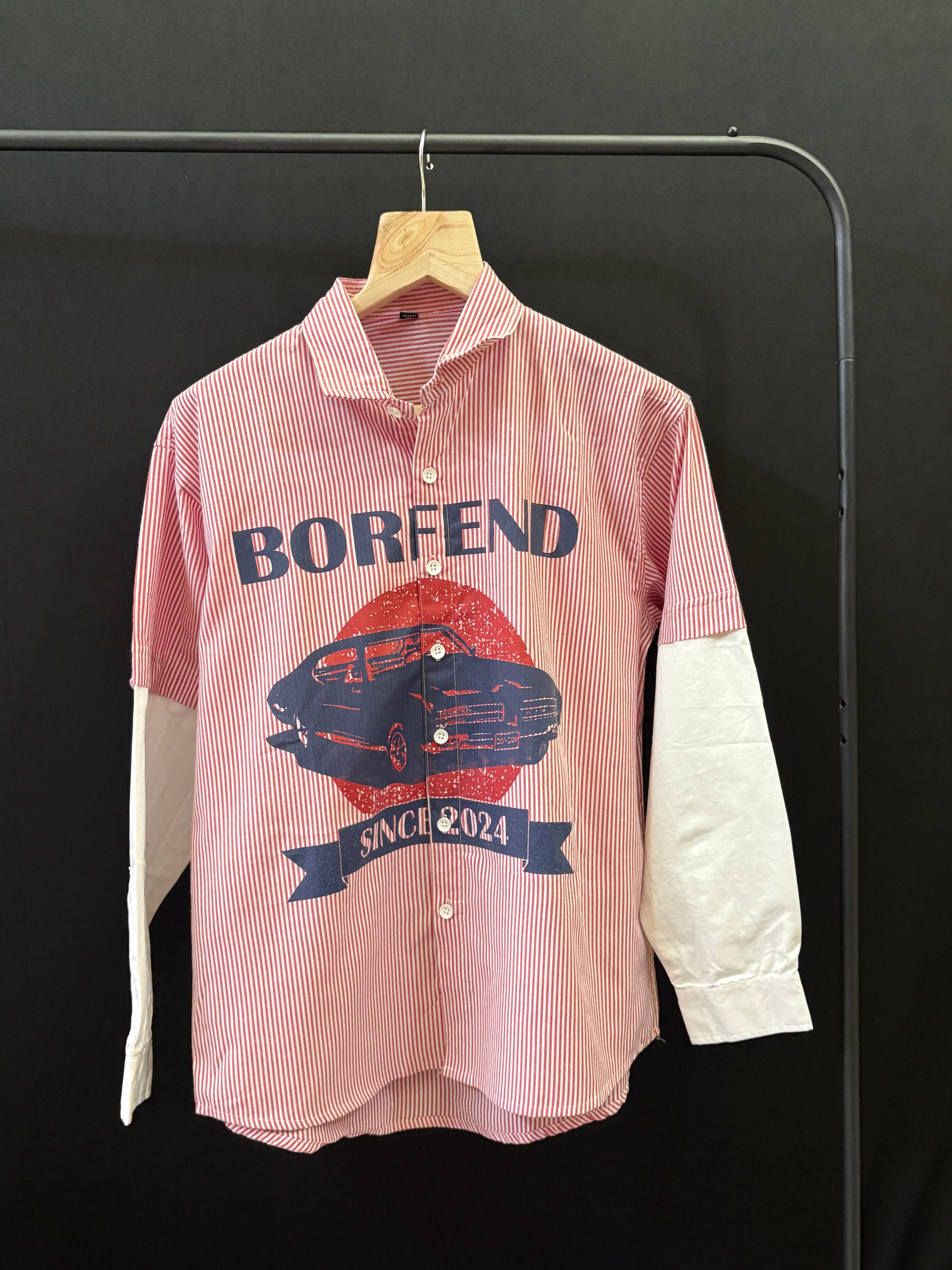 Red Stripped Doctor Sleeve Shirt