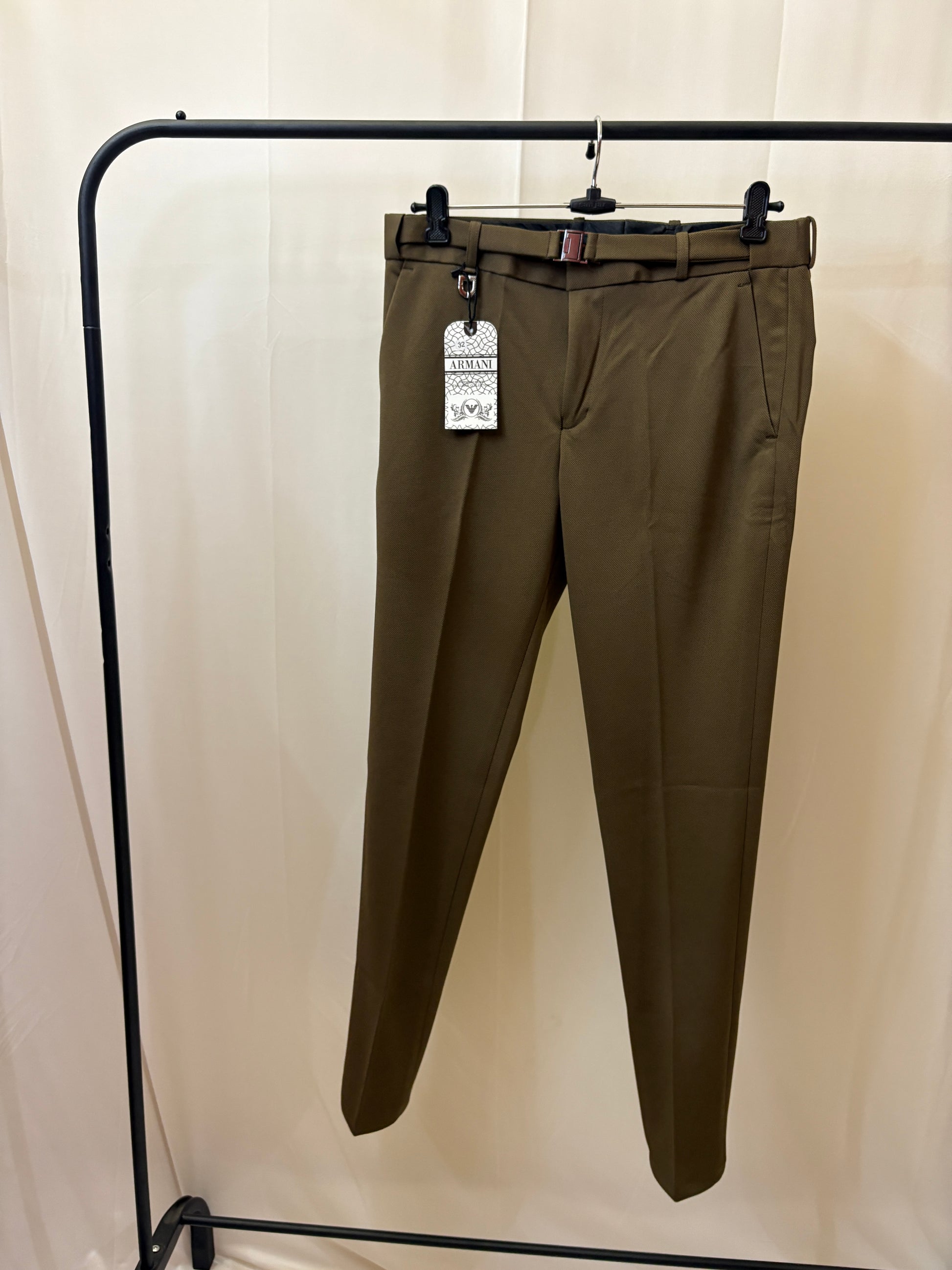 Slim Fit Brown Formal Trouser with Designer belt