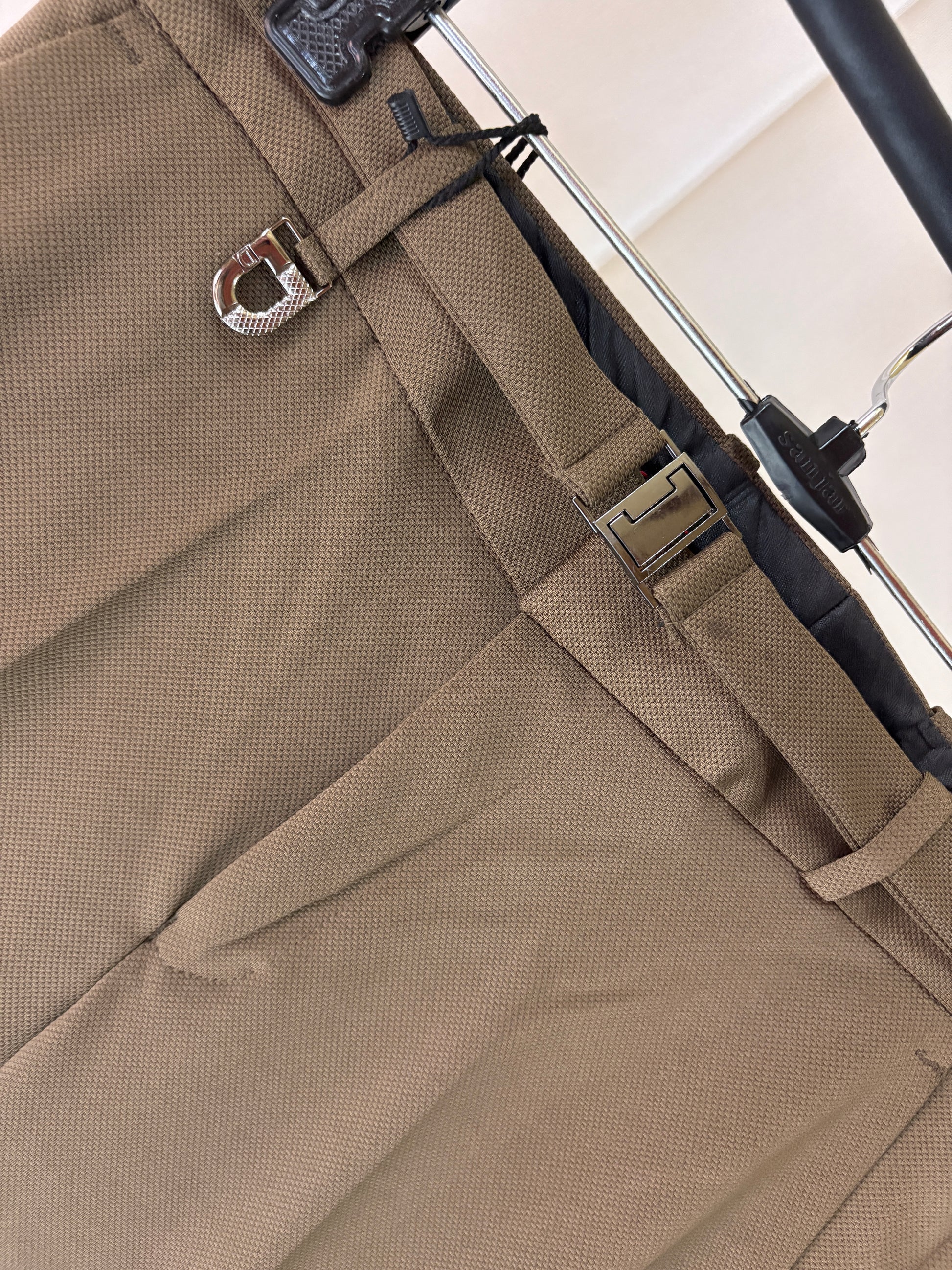 Slim Fit Brown Formal Trouser with Designer belt